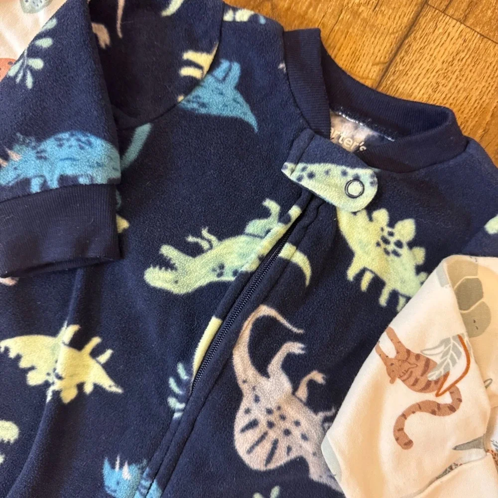Carter's Baby Sleepers Boy 3 Months 2 Way Zipper Outfits Clothes Animal Dino Lot
